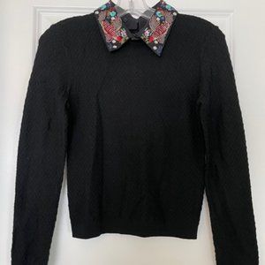 Alice + Olivia black pullover sweater with collar
